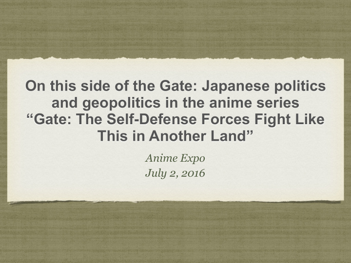on this side of the gate japanese politics and