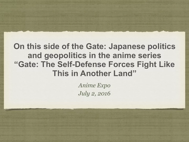 on this side of the gate japanese politics and