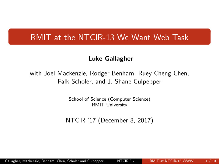 rmit at the ntcir 13 we want web task