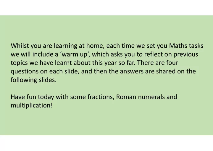 whilst you are learning at home each time we set you