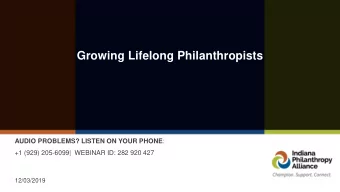 Growing Lifelong Philanthropists AUDIO PROBLEMS? LISTEN ON YOUR PHONE :  +1 (929) 205-6099|