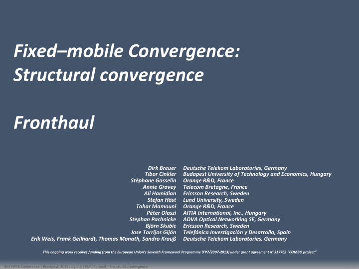 fixed mobile convergence structural convergence fronthaul