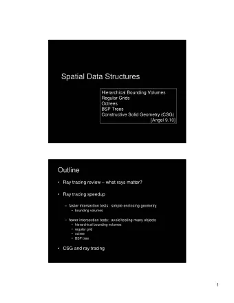 Spatial Data Structures  Spatial Data Structures  Hierarchical Bounding Volumes  Hierarchical