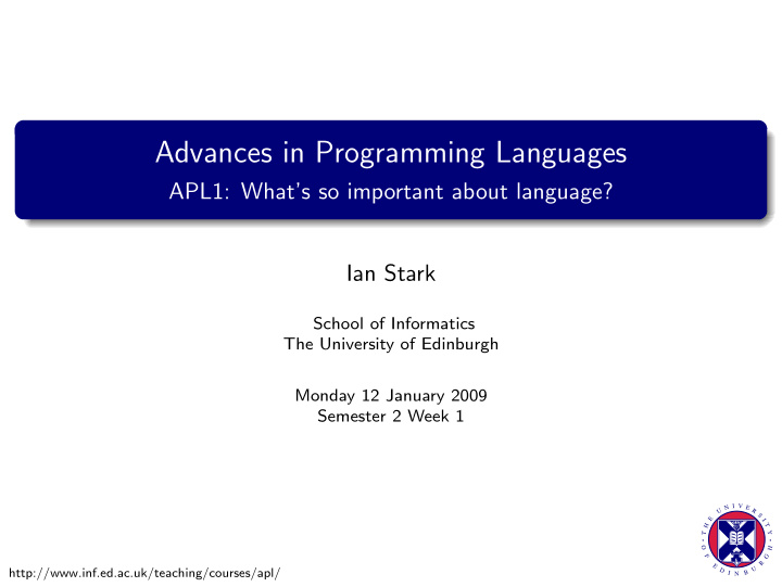 advances in programming languages