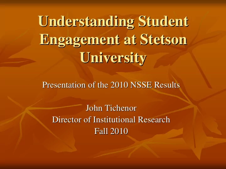 understanding student understanding student engagement at