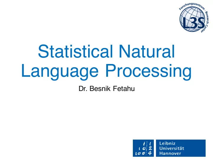 statistical natural language processing
