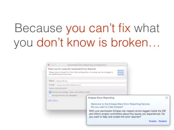 Because you cant fix what  you dont know is broken  About me  Initiator of the Automated