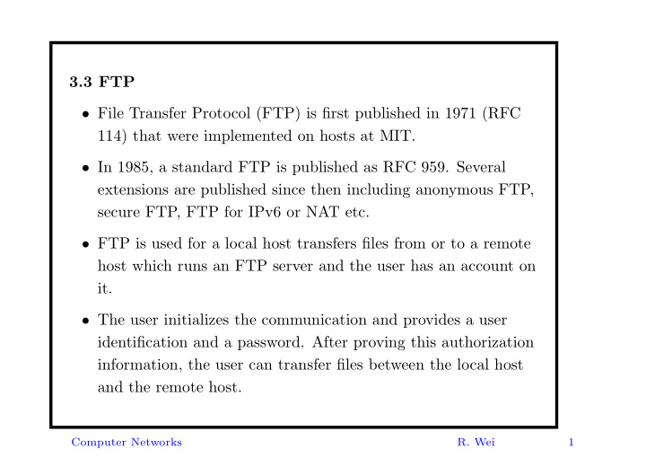 3 3 ftp file transfer protocol ftp is first published in