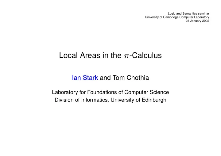local areas in the calculus