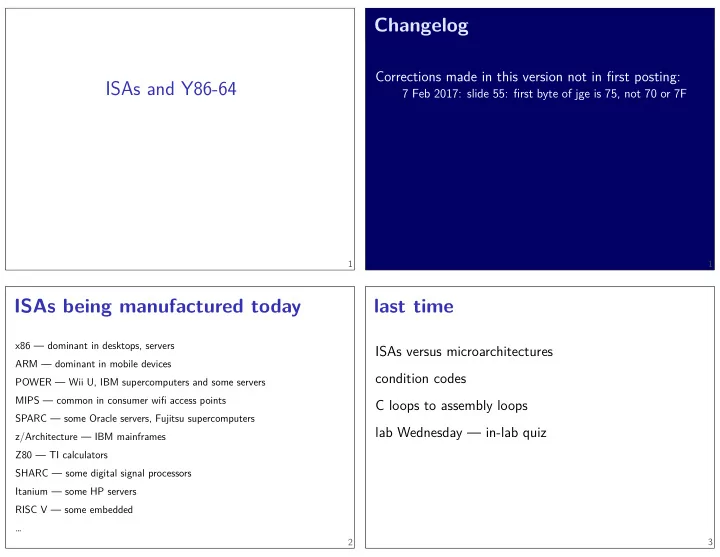 isas and y86 64