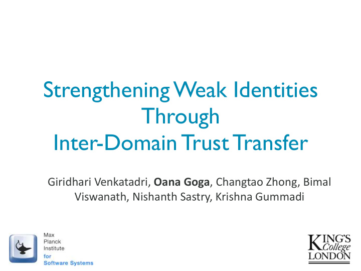 strengthening weak identities through inter domain trust