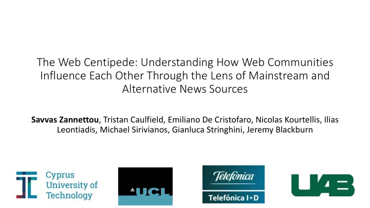 the web centipede understanding how web communities