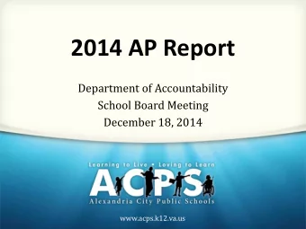 2014 AP Report  Department of Accountability  School Board Meeting  December 18, 2014