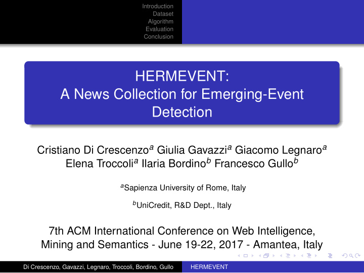hermevent a news collection for emerging event detection