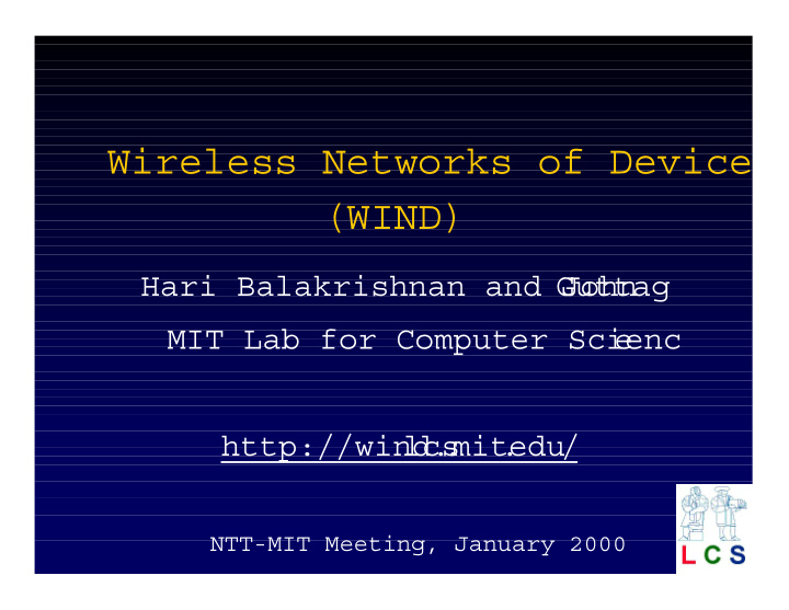 wireless networks of device wind