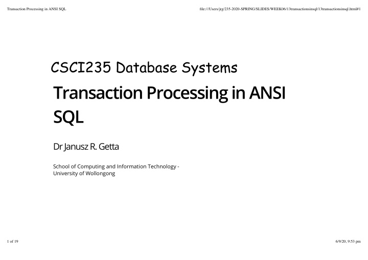 transaction processing in ansi sql