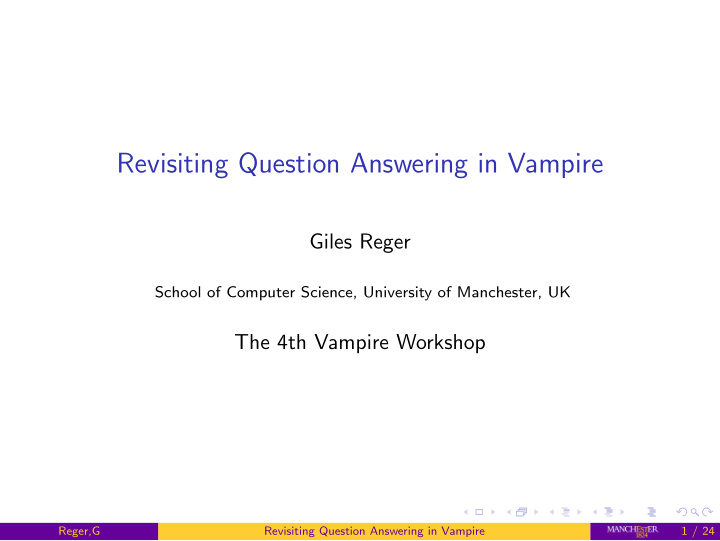 revisiting question answering in vampire