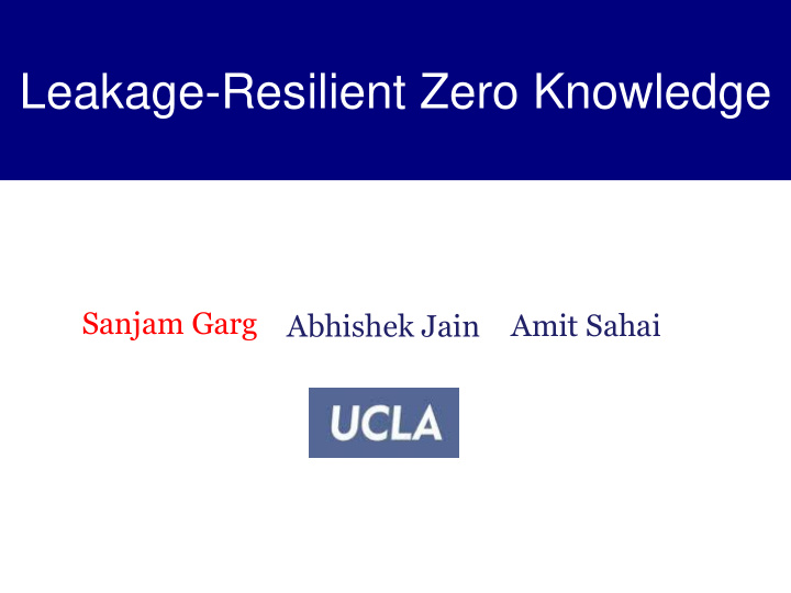 leakage resilient zero knowledge