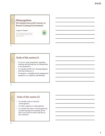 Goals of this session (3) 7. To explore the information and  suggestions we might explicitly