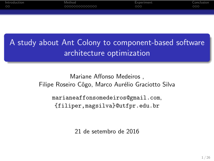a study about ant colony to component based software
