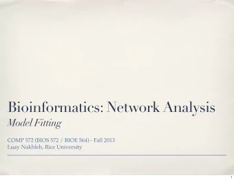 Bioinformatics: Network Analysis  Model Fitting  COMP 572 (BIOS 572 / BIOE 564) - Fall 2013  Luay