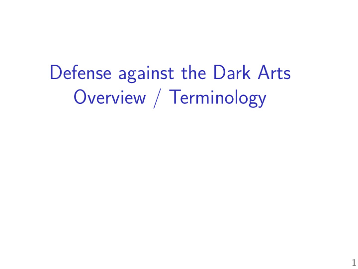 defense against the dark arts overview terminology