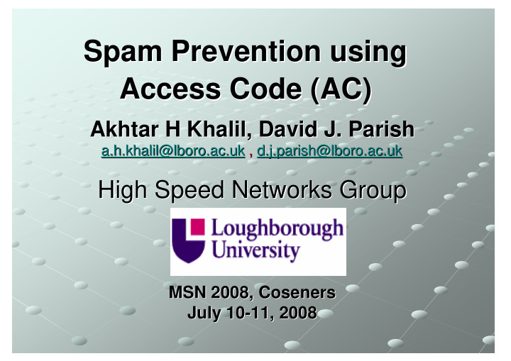spam prevention using spam prevention using access code