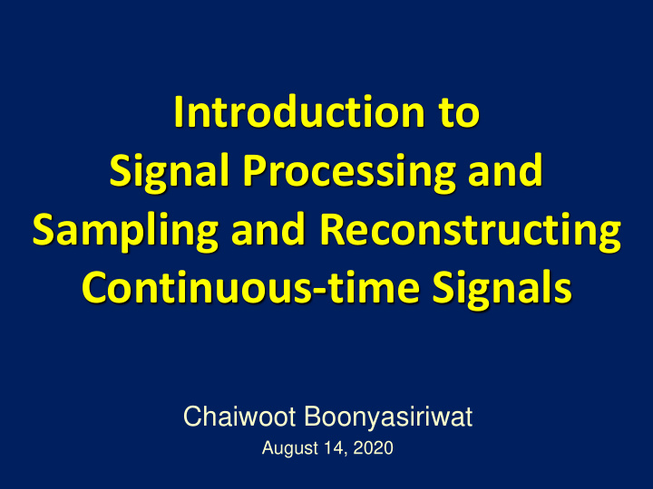 introduction to signal processing and