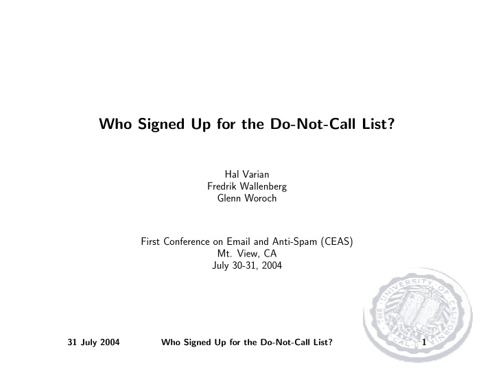 who signed up for the do not call list