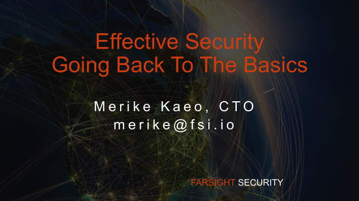 effective security going back to the basics