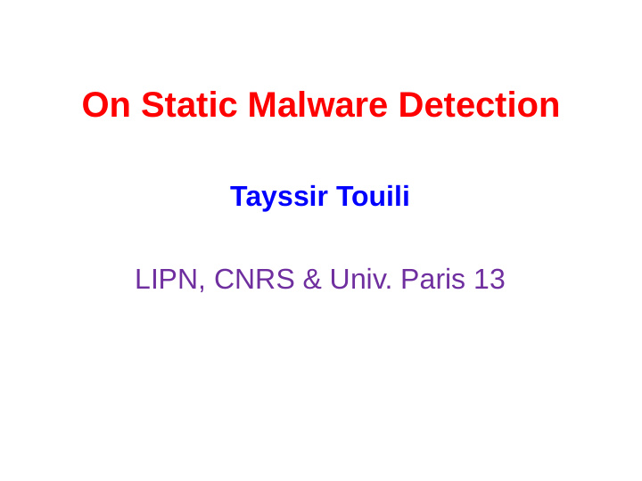 on static malware detection