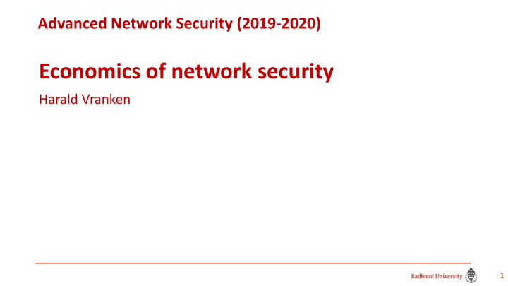 economics of network security