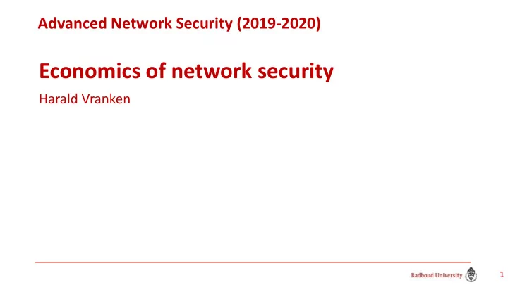 economics of network security