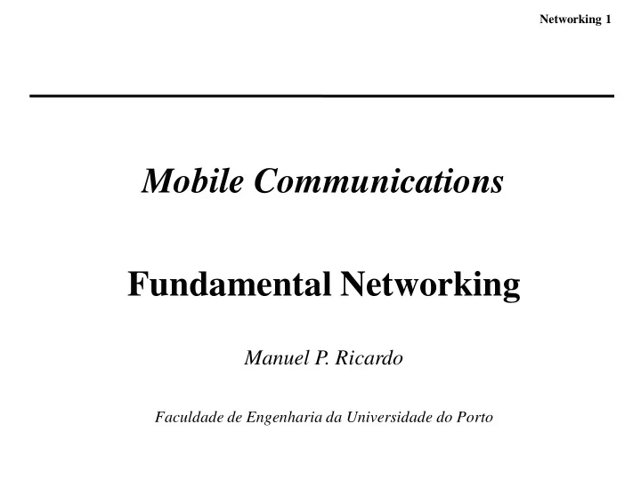 mobile communications fundamental networking