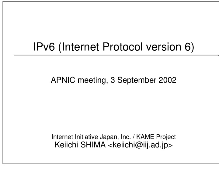 ipv6 internet protocol version 6