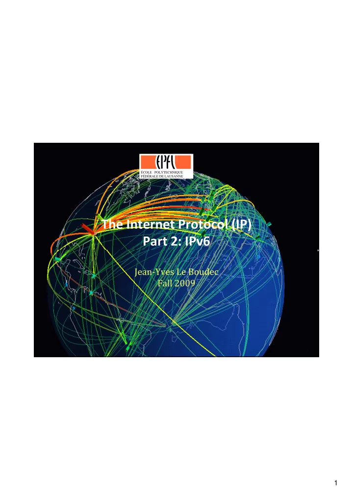 the internet protocol ip part 2 ipv6