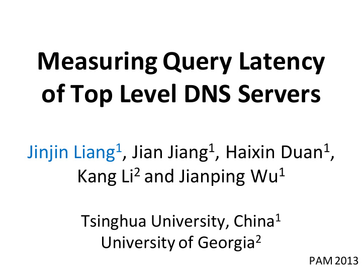 measuring query latency of top level dns servers