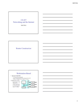 CS 457  Networking and the Internet  Fall 2016  Router Construction  Workstation-Based