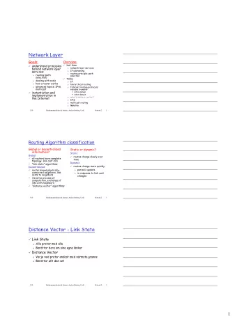 Network Layer  Goals:  Overview:  last time  understand principles  network layer services