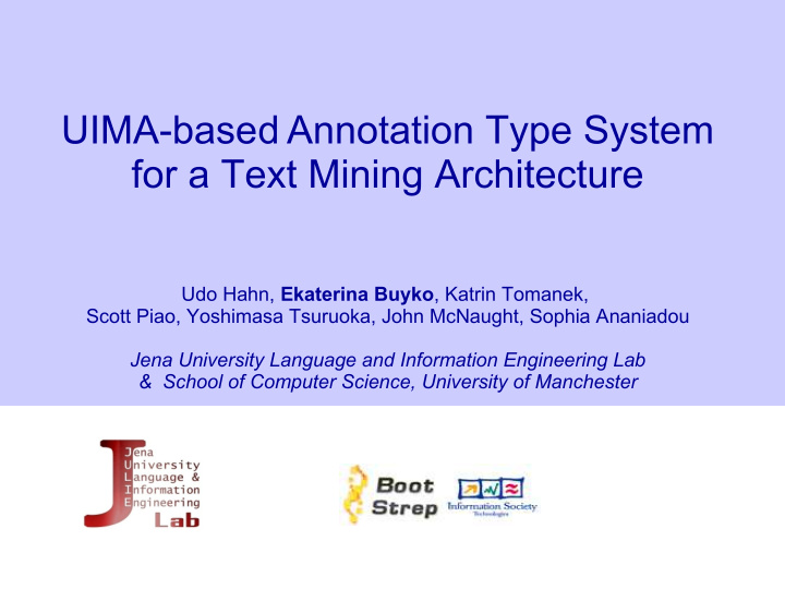 uima based annotation type system for a text mining