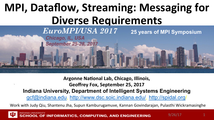 mpi dataflow streaming messaging for