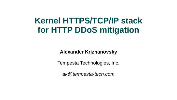 kernel https tcp ip stack for http ddos mitigation