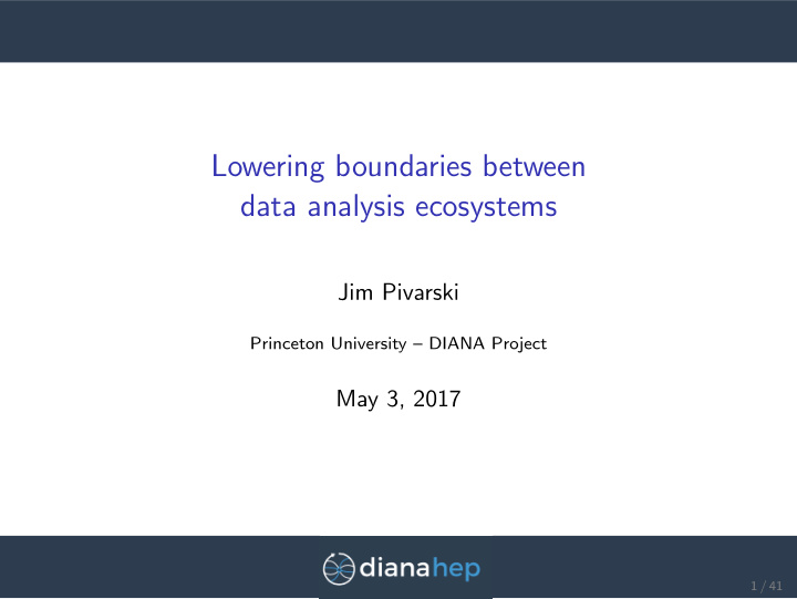 lowering boundaries between data analysis ecosystems