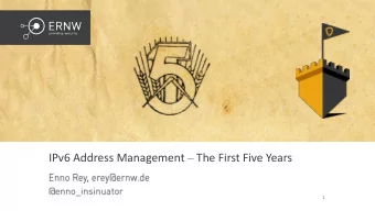 IPv6 Address Management  The First Five Years  1  #whoami  o  o  www.ernw.de  o  o