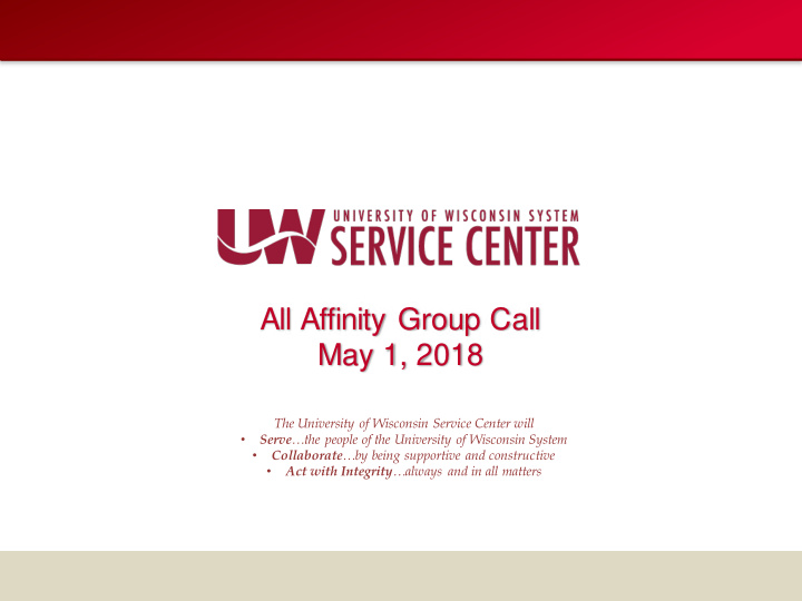 all affinity group call may 1 2018