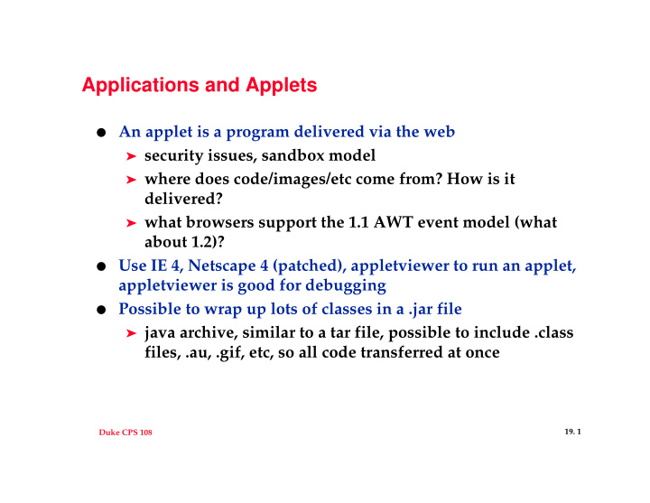 applications and applets