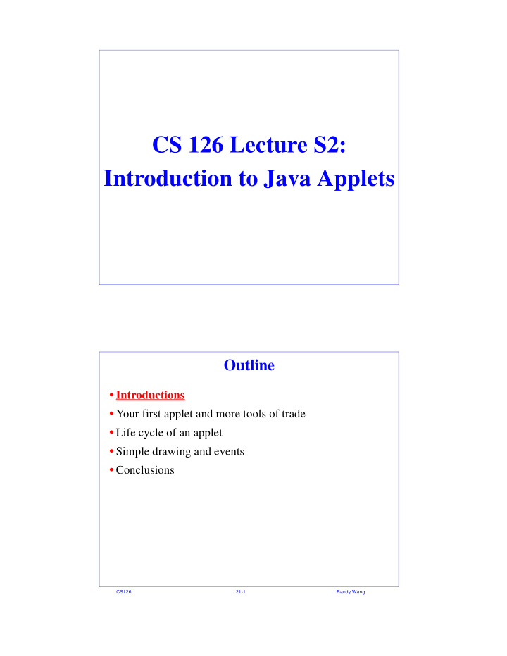 cs 126 lecture s2 introduction to java applets