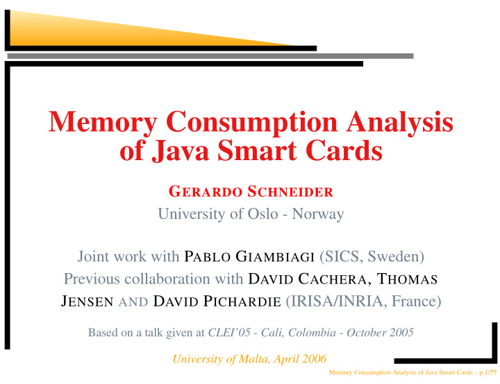 memory consumption analysis of java smart cards