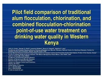 Pilot field comparison of traditional  Pilot field comparison of traditional  alum flocculation,