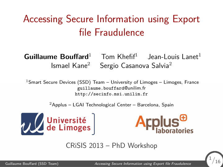 accessing secure information using export file fraudulence